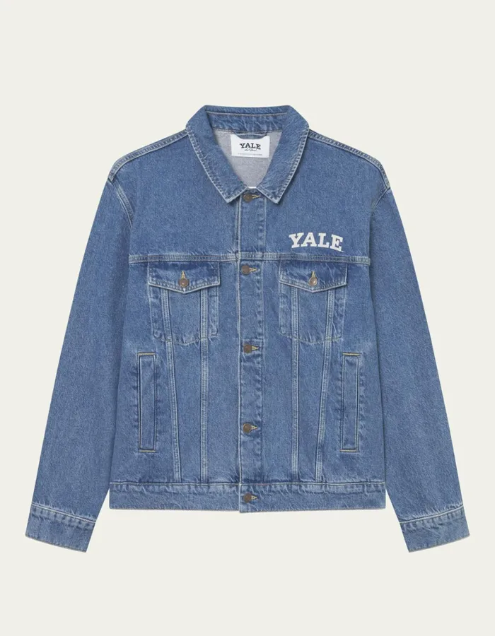 Men Les Deux JacketsCoats Rally Yale Bulldog Denim Jacket 8211 Medium Indigo Wash