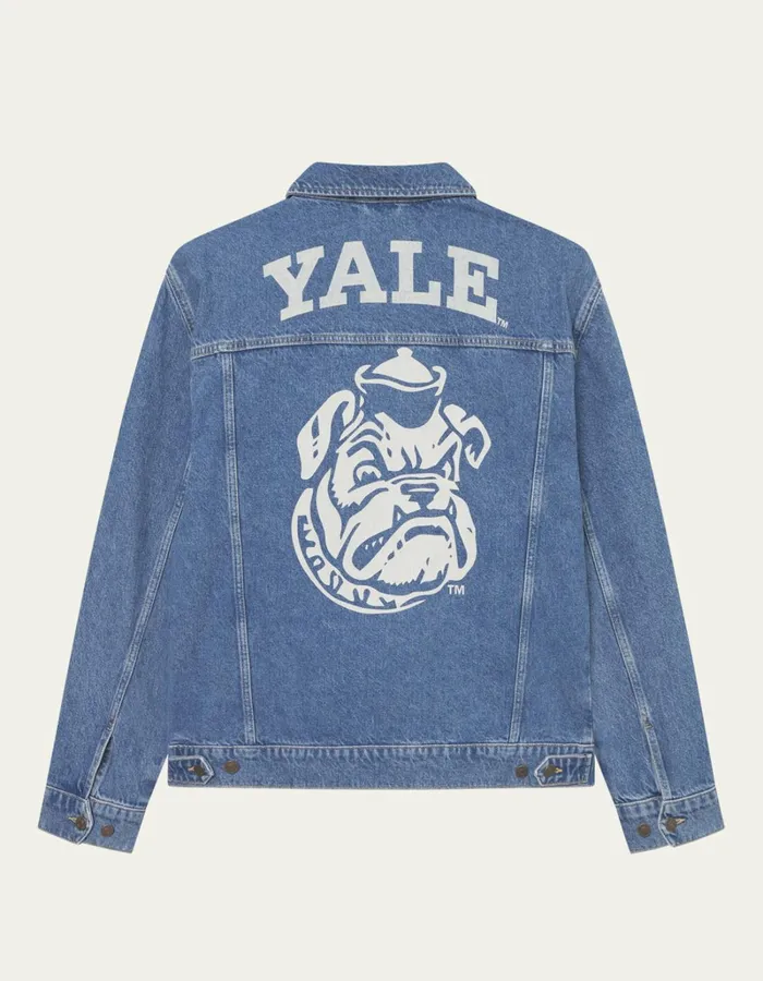 Men Les Deux JacketsCoats Rally Yale Bulldog Denim Jacket 8211 Medium Indigo Wash