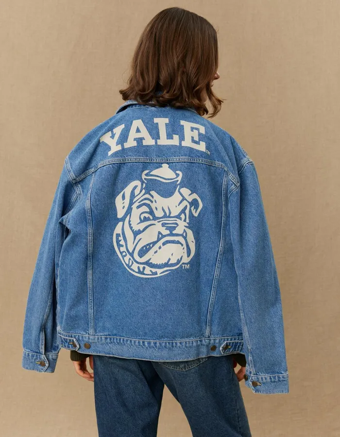 Men Les Deux JacketsCoats Rally Yale Bulldog Denim Jacket 8211 Medium Indigo Wash