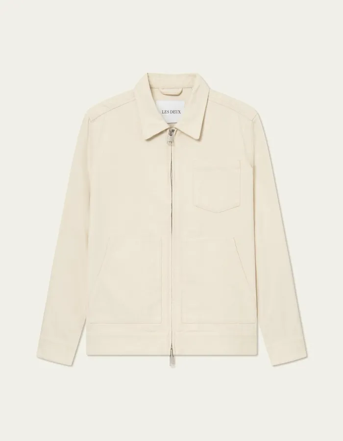 Men Les Deux JacketsCoats Robert Canvas Jacket 8211 Ivory