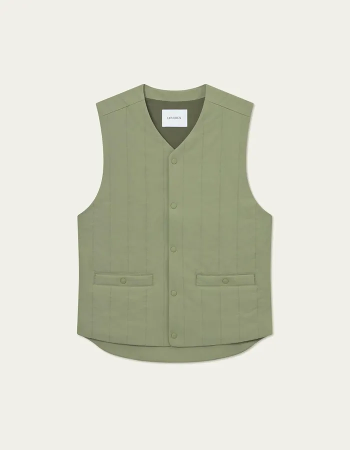 Men Les Deux JacketsCoats Sebastian Tech Vest 8211 Lichen Green