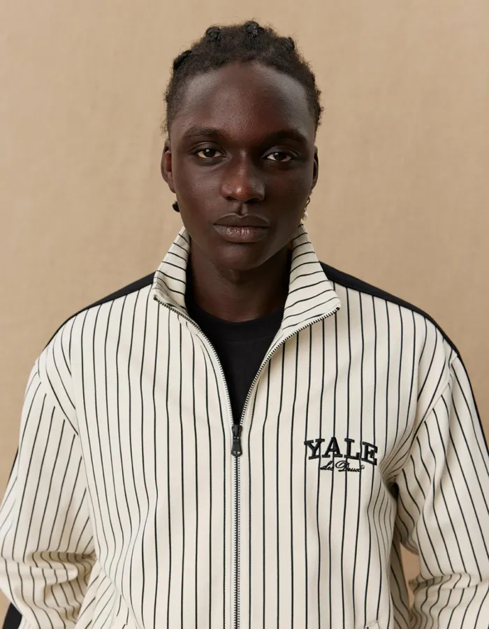 Men Les Deux JacketsCoats Yale Track Jacket 8211 IvoryBlack