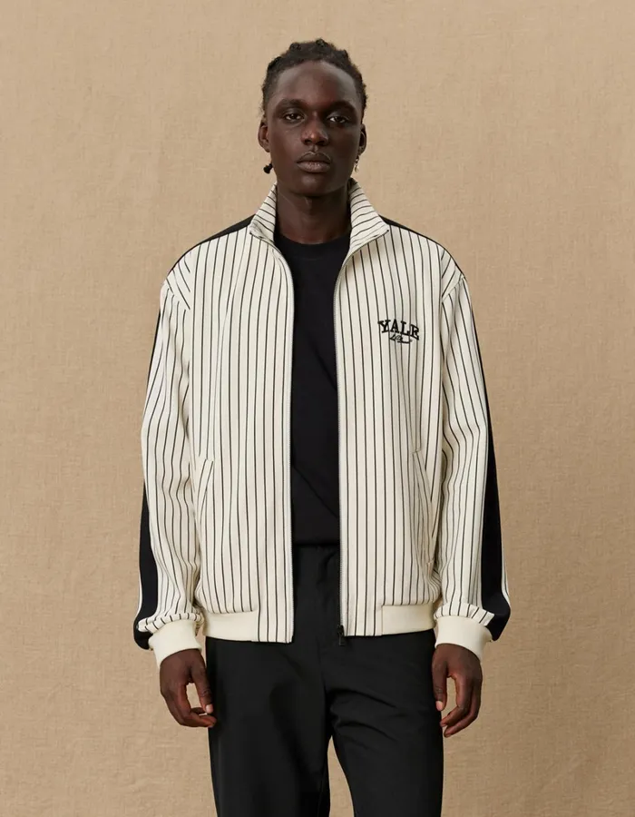 Men Les Deux JacketsCoats Yale Track Jacket 8211 IvoryBlack