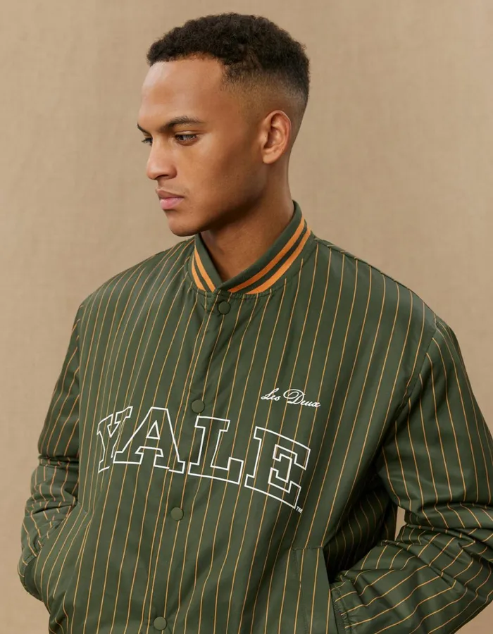 Men Les Deux JacketsCoats Yale Varsity Tech Jacket 8211 Duffel Bag GreenGolden Yellow