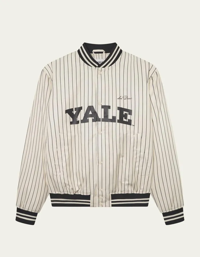 Men Les Deux JacketsCoats Yale Varsity Tech Jacket 8211 IvoryBlack