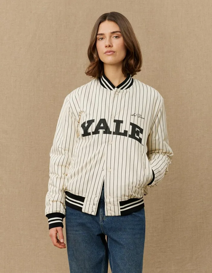 Men Les Deux JacketsCoats Yale Varsity Tech Jacket 8211 IvoryBlack