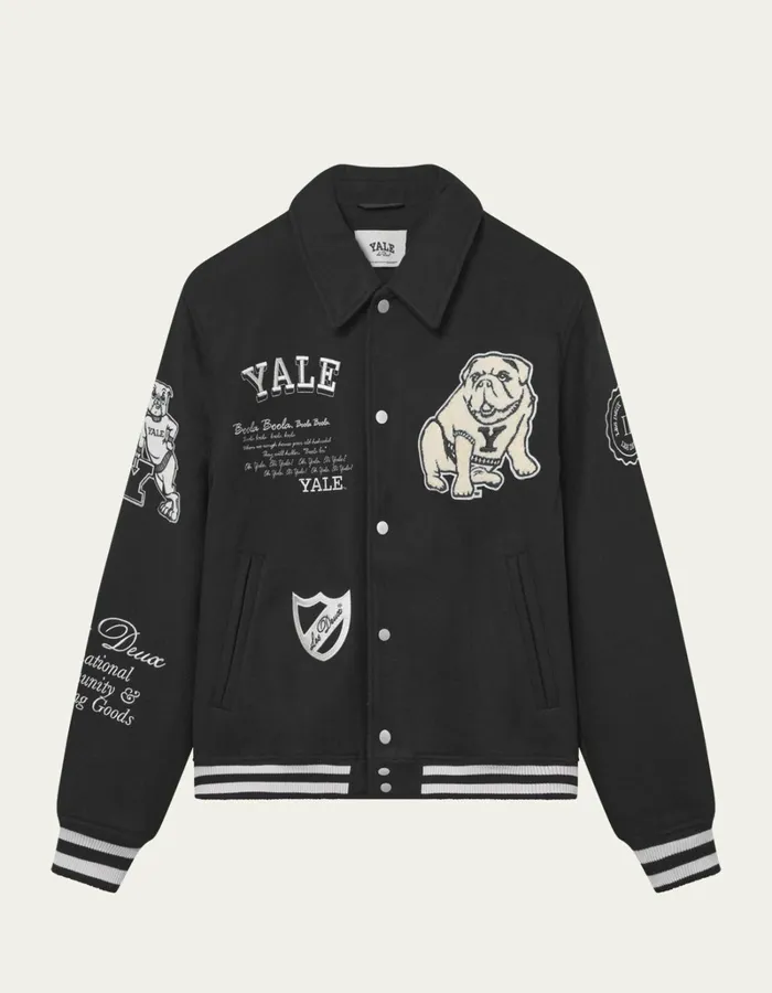 Men Les Deux JacketsCoats Yale Wool Varsity Jacket 8211 BlackBlack