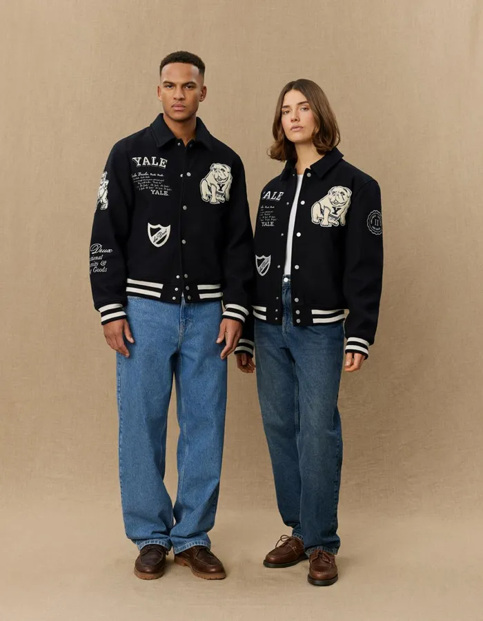 Men Les Deux JacketsCoats Yale Wool Varsity Jacket 8211 BlackBlack