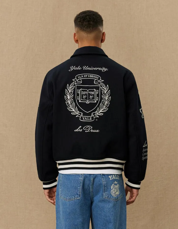 Men Les Deux JacketsCoats Yale Wool Varsity Jacket 8211 BlackBlack