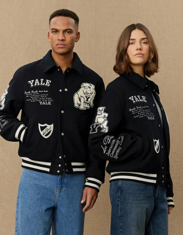 Men Les Deux JacketsCoats Yale Wool Varsity Jacket 8211 BlackBlack