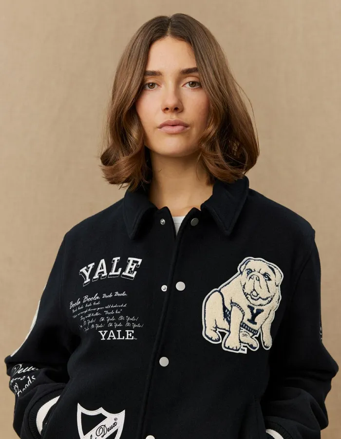 Men Les Deux JacketsCoats Yale Wool Varsity Jacket 8211 BlackBlack