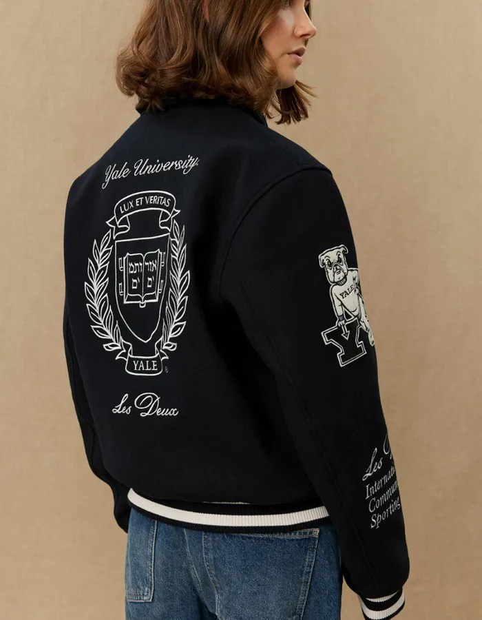 Men Les Deux JacketsCoats Yale Wool Varsity Jacket 8211 BlackBlack