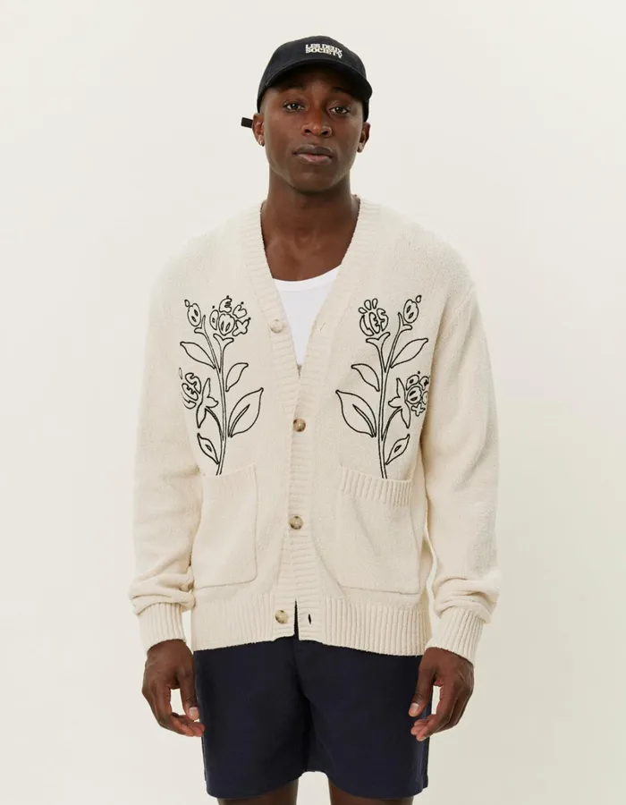 Men Les Deux Knitwear Brad Embroidery Cardigan 8211 Ivory