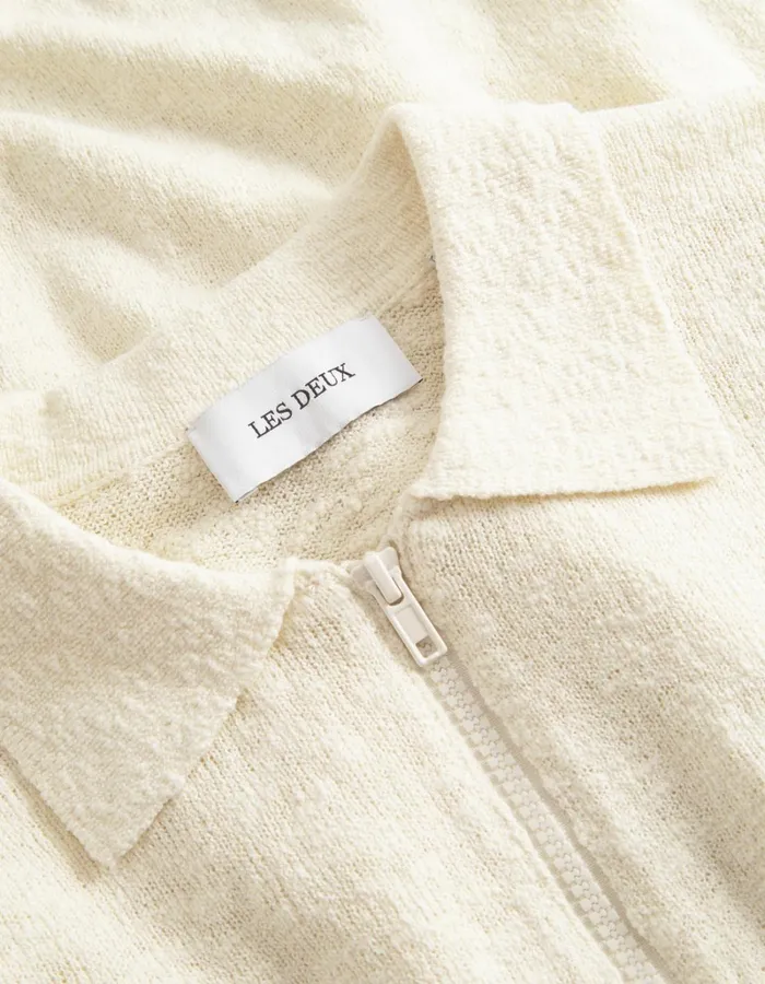 Men Les Deux Knitwear Brad Zipper Polo 8211 Ivory