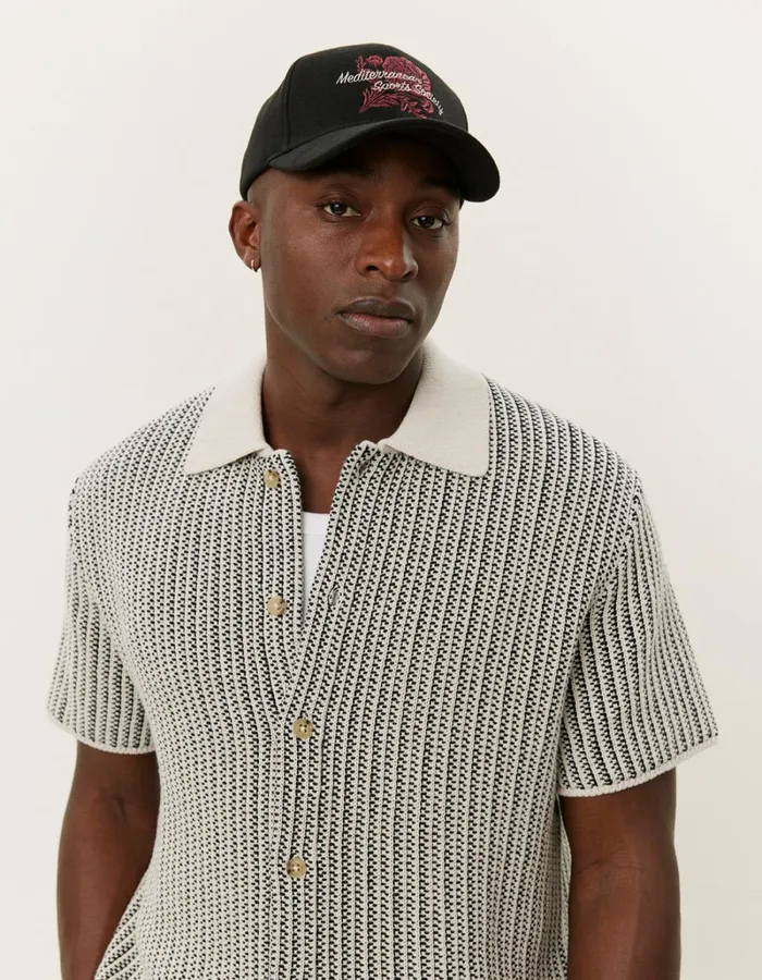 Men Les Deux Knitwear Easton Knitted SS Shirt 8211 IvoryBlack