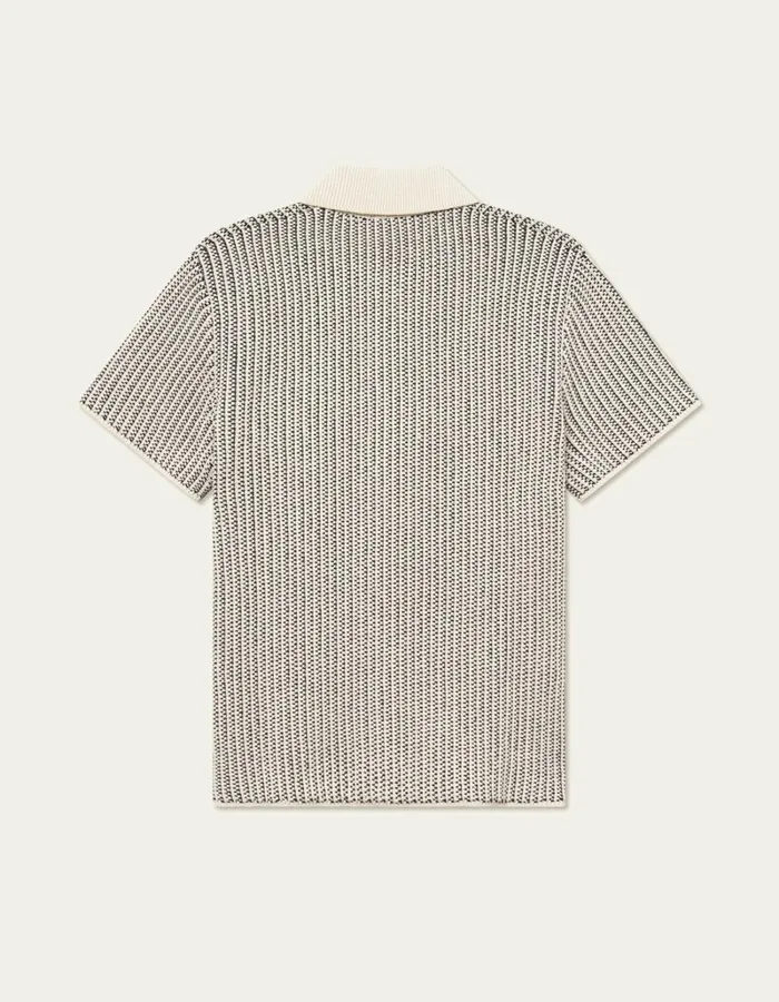 Men Les Deux Knitwear Easton Knitted SS Shirt 8211 IvoryBlack