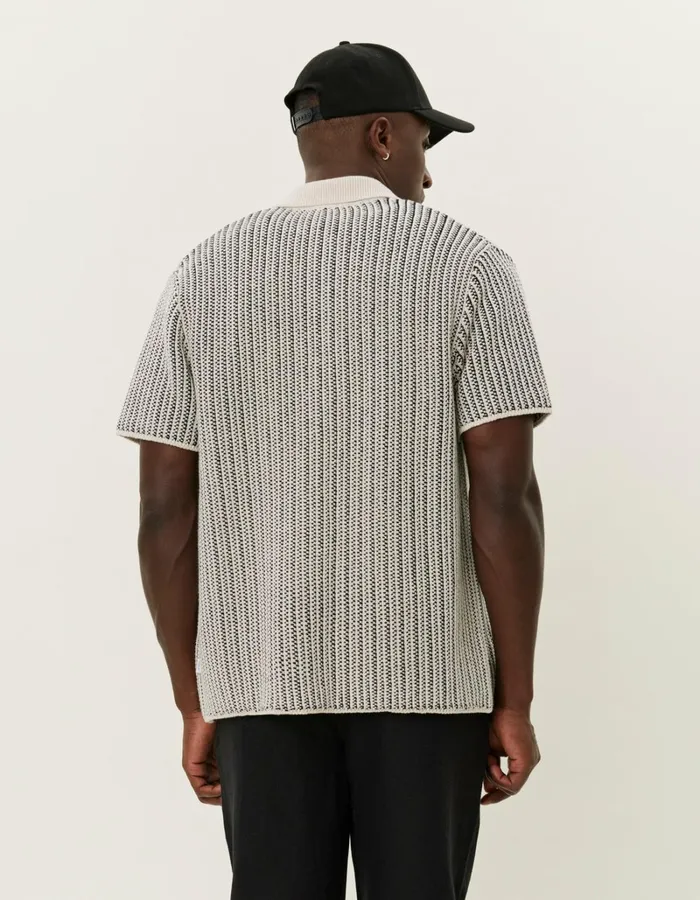 Men Les Deux Knitwear Easton Knitted SS Shirt 8211 IvoryBlack
