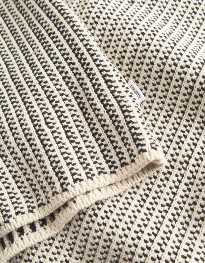 Men Les Deux Knitwear Easton Knitted SS Shirt 8211 IvoryBlack