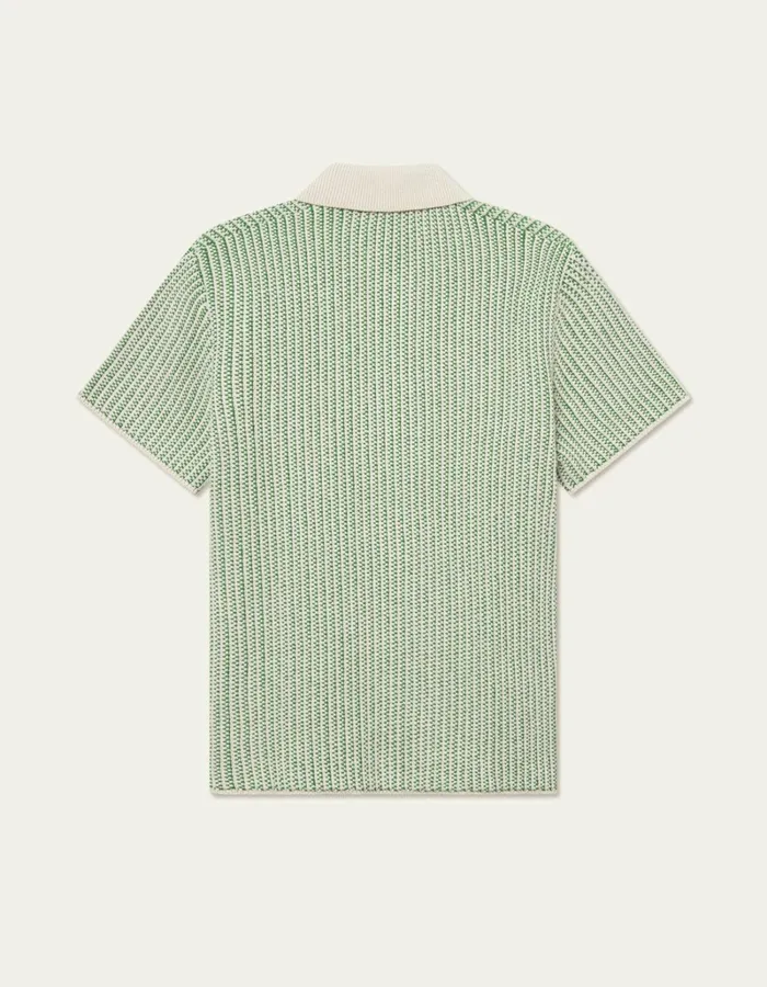 Men Les Deux Knitwear Easton Knitted SS Shirt 8211 IvoryVintage Green