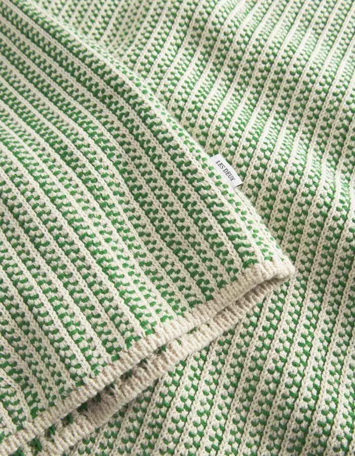 Men Les Deux Knitwear Easton Knitted SS Shirt 8211 IvoryVintage Green