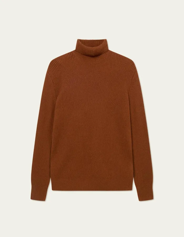 Men Les Deux Knitwear Eddie Wool Rib Rollneck Knit 8211 Arabian Spice