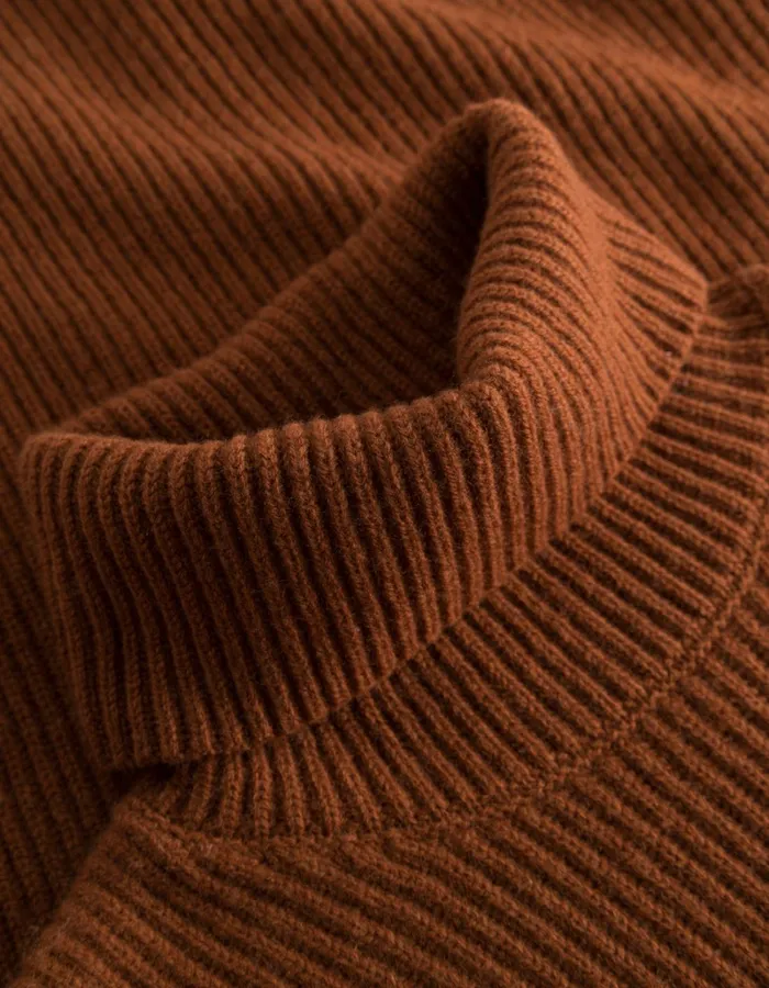 Men Les Deux Knitwear Eddie Wool Rib Rollneck Knit 8211 Arabian Spice
