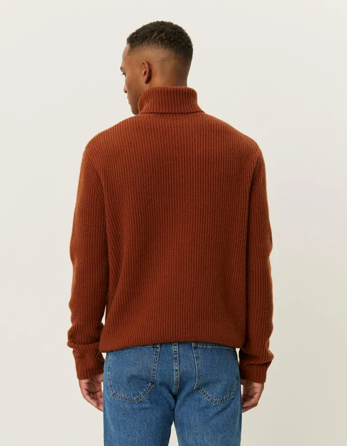Men Les Deux Knitwear Eddie Wool Rib Rollneck Knit 8211 Arabian Spice