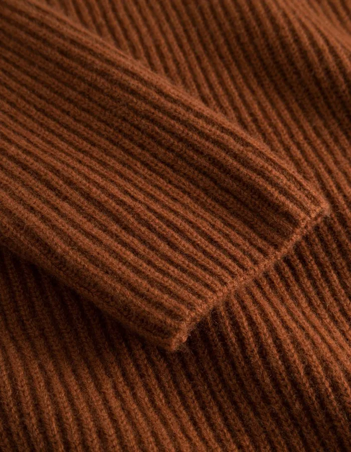 Men Les Deux Knitwear Eddie Wool Rib Rollneck Knit 8211 Arabian Spice