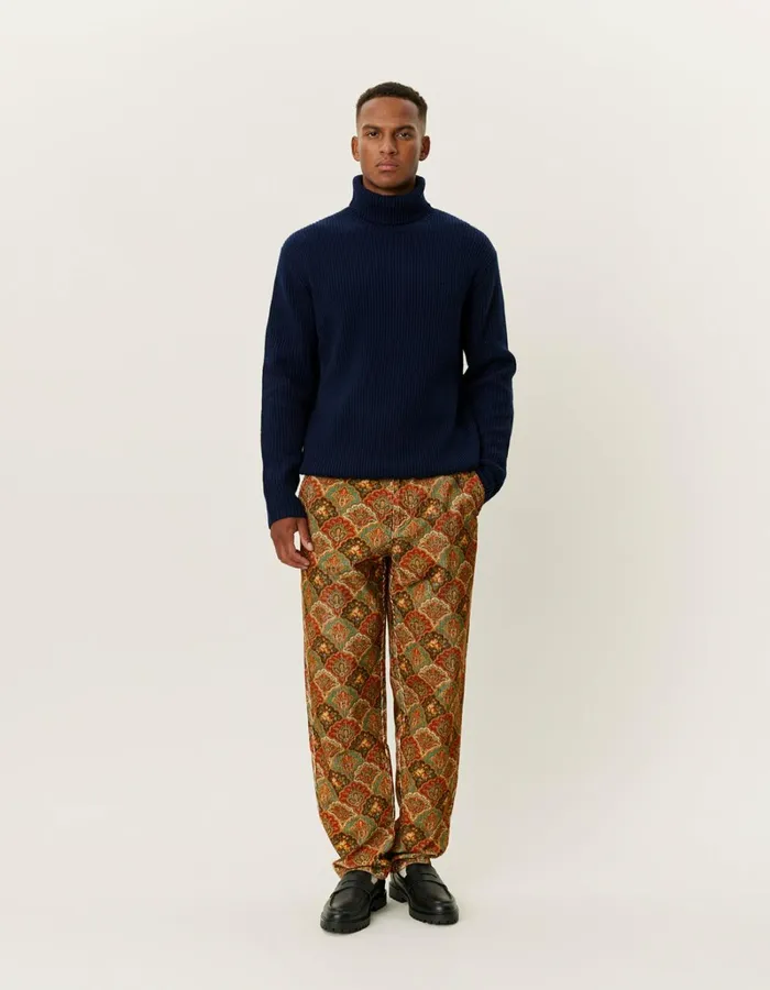 Men Les Deux Knitwear Eddie Wool Rib Rollneck Knit 8211 Dark Navy