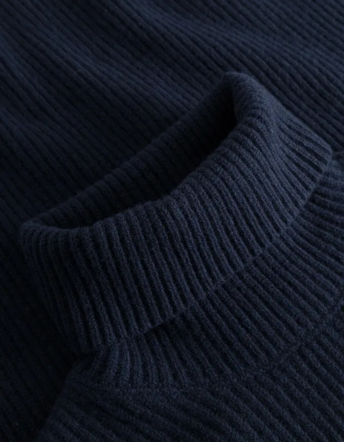 Men Les Deux Knitwear Eddie Wool Rib Rollneck Knit 8211 Dark Navy