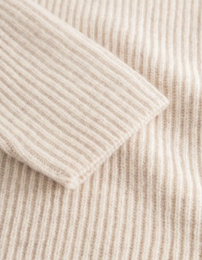 Men Les Deux Knitwear Eddie Wool Rib Rollneck Knit 8211 Light Sand Melange