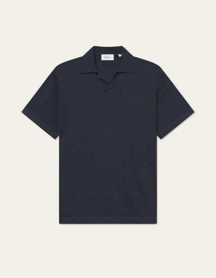 Men Les Deux Knitwear Emmanuel Polo Knit 8211 Dark Navy
