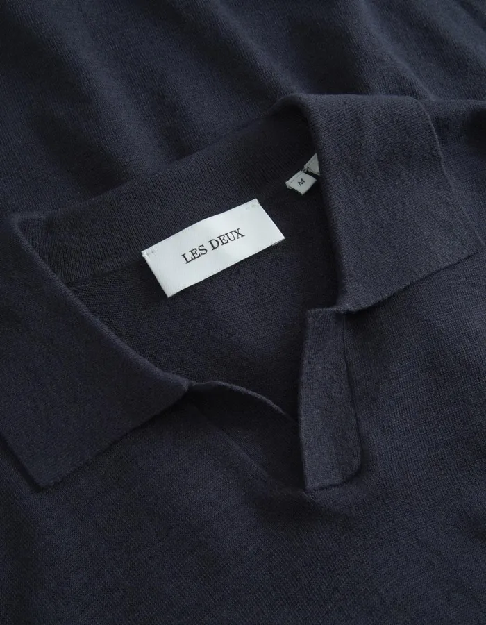 Men Les Deux Knitwear Emmanuel Polo Knit 8211 Dark Navy