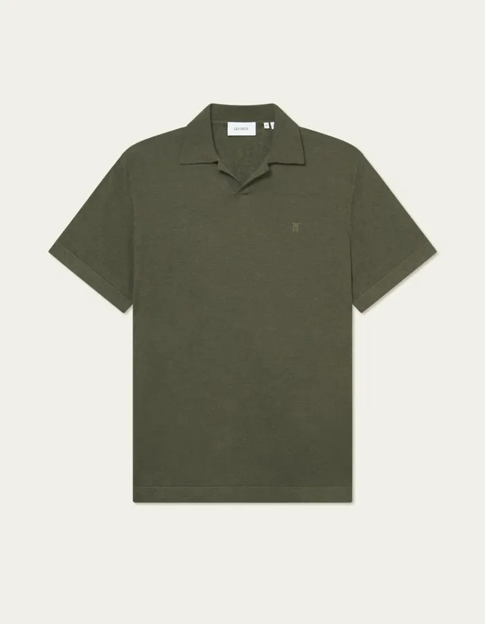 Men Les Deux Knitwear Emmanuel Polo Knit 8211 Forest Green