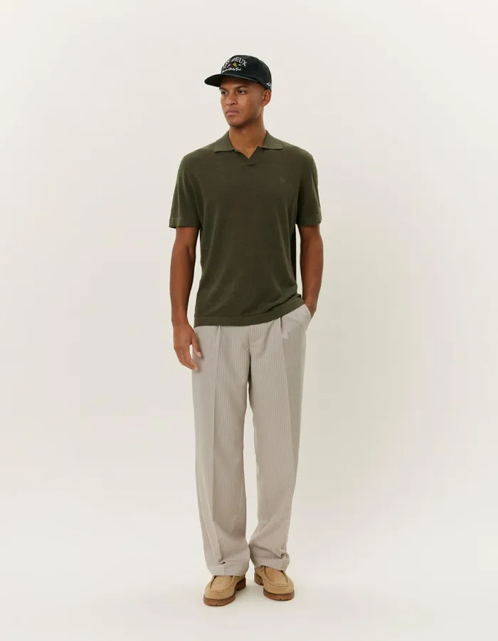 Men Les Deux Knitwear Emmanuel Polo Knit 8211 Forest Green