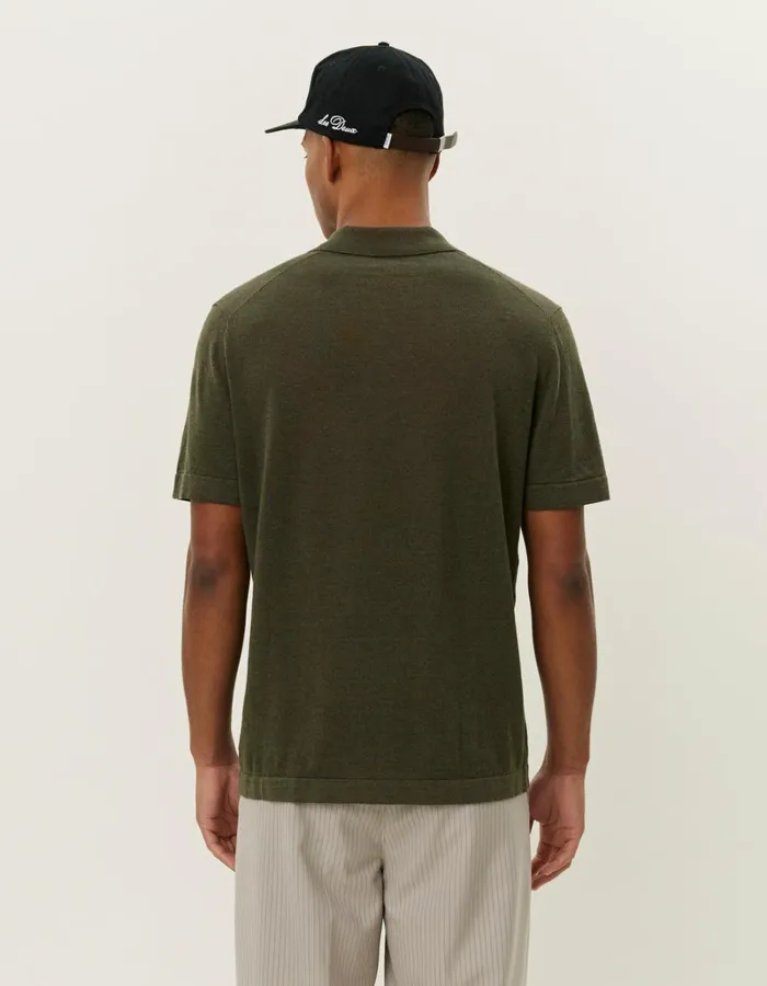 Men Les Deux Knitwear Emmanuel Polo Knit 8211 Forest Green