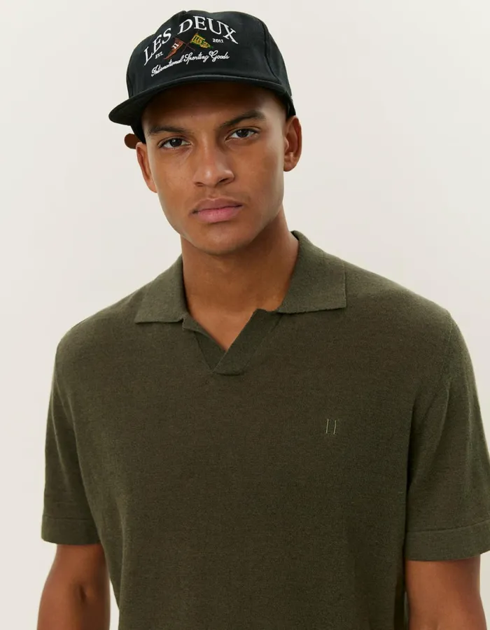 Men Les Deux Knitwear Emmanuel Polo Knit 8211 Forest Green