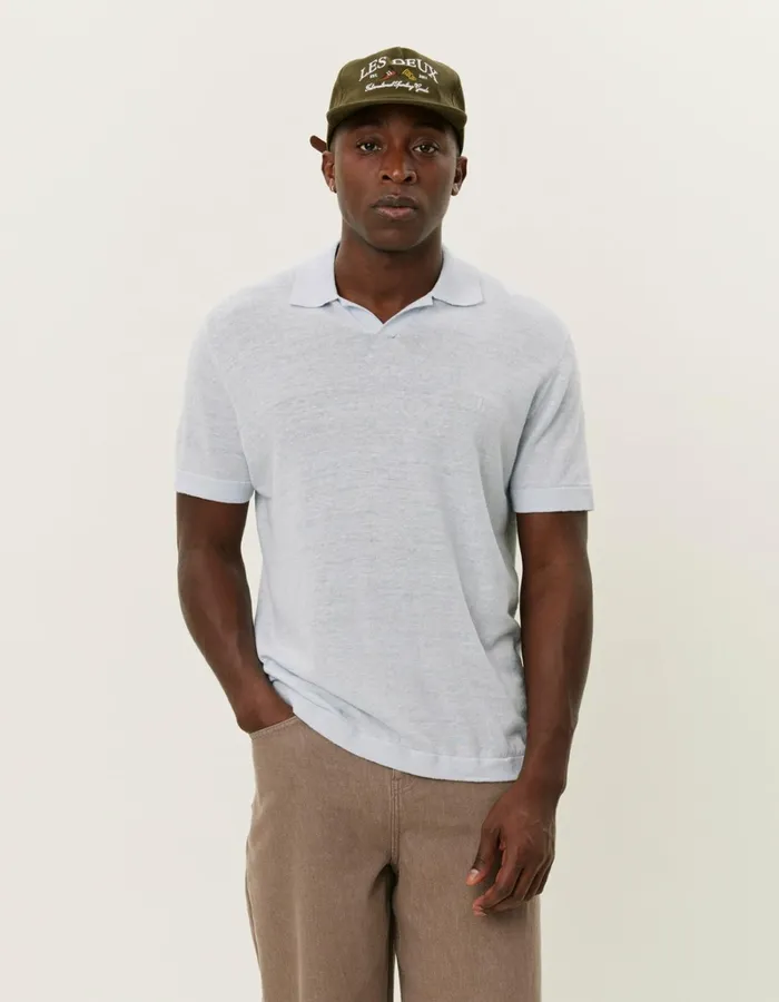 Men Les Deux Knitwear Emmanuel Polo Knit 8211 Xenon Blue