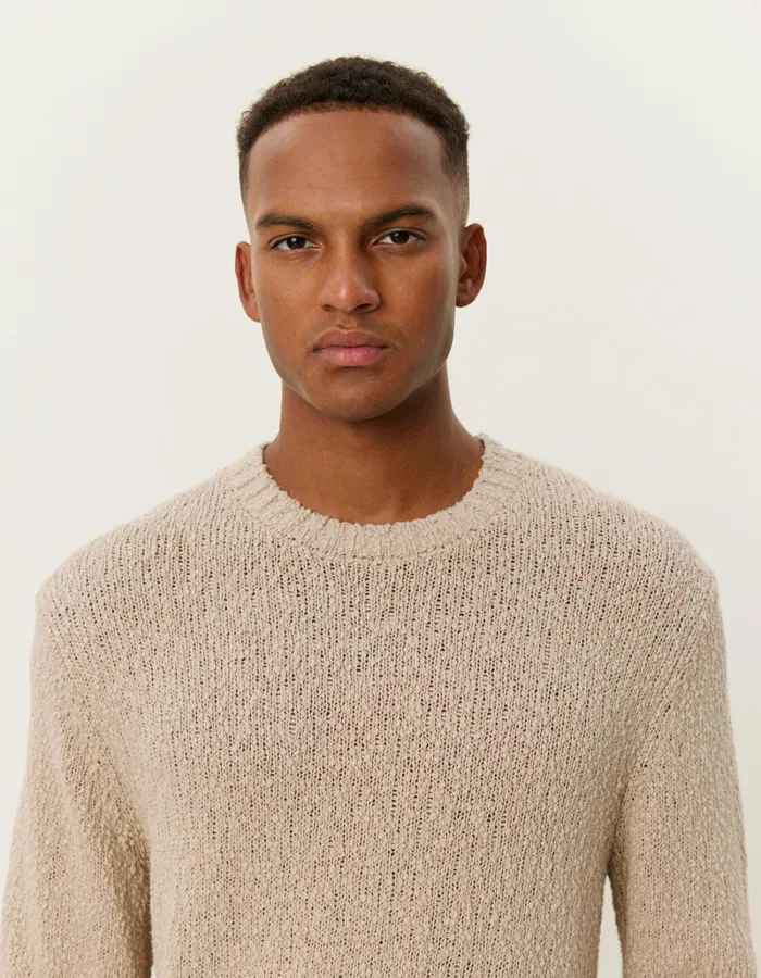 Men Les Deux Knitwear Errol Cotton Roundneck 8211 Light Desert Sand