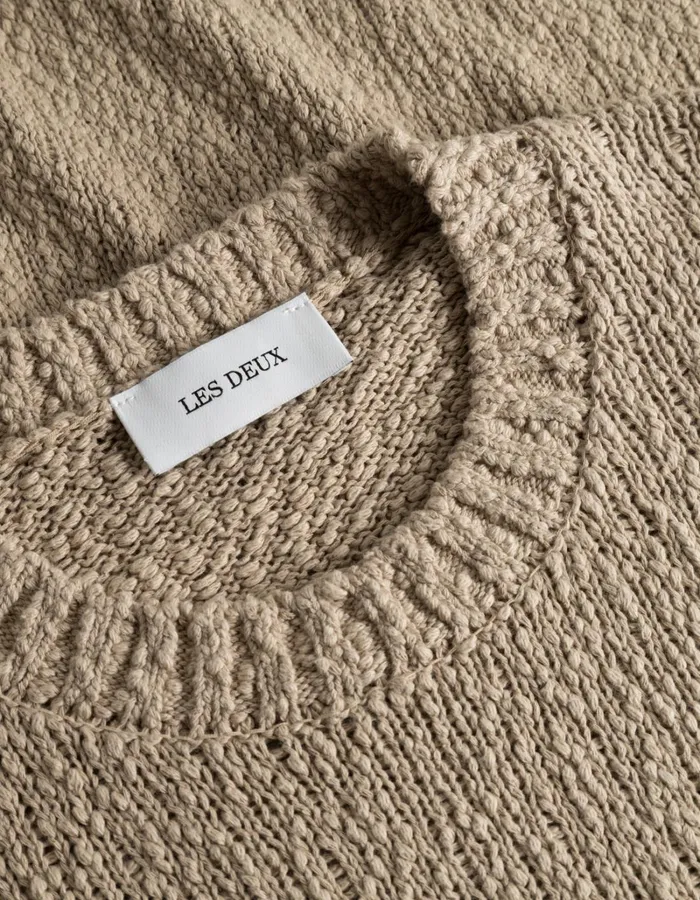 Men Les Deux Knitwear Errol Cotton Roundneck 8211 Light Desert Sand