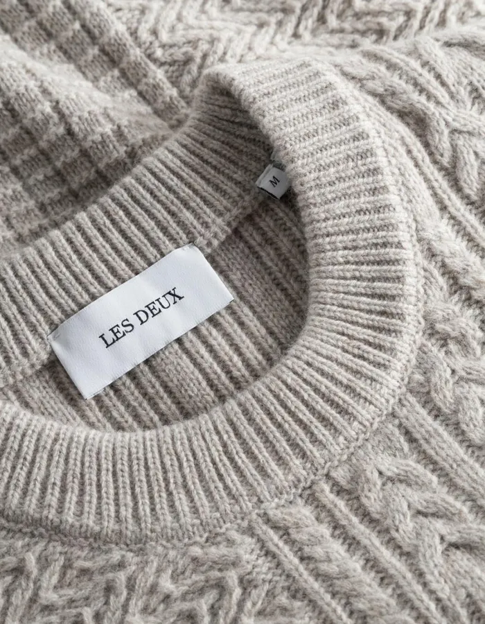 Men Les Deux Knitwear Fernando Roundneck 8211 Oatmeal Mlange