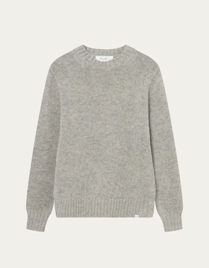 Men Les Deux Knitwear Gary Fleck Wool Roundneck 8211 Grey Melange