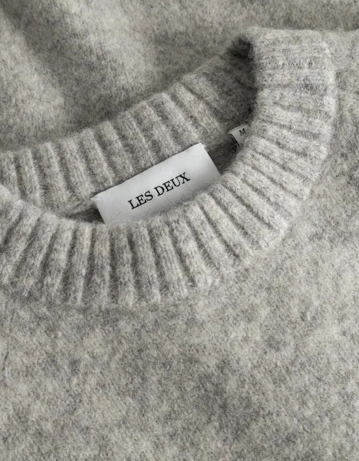 Men Les Deux Knitwear Gilbert Roundneck Knit 8211 Light Grey Melange