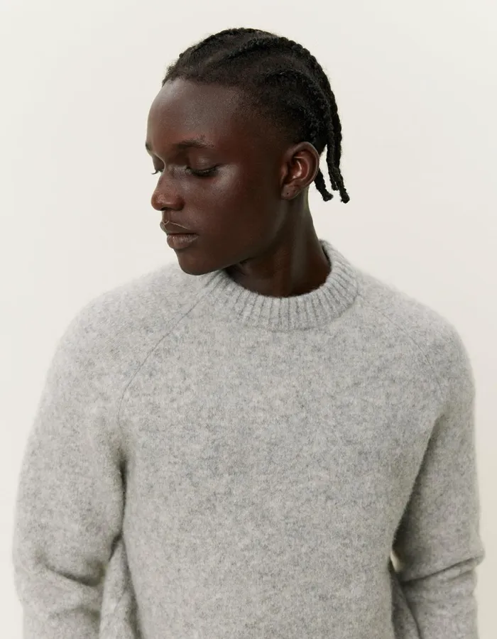 Men Les Deux Knitwear Gilbert Roundneck Knit 8211 Light Grey Melange