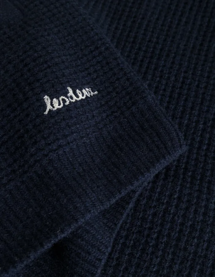 Men Les Deux Knitwear Grady Waffle Cardigan 8211 Dark Navy
