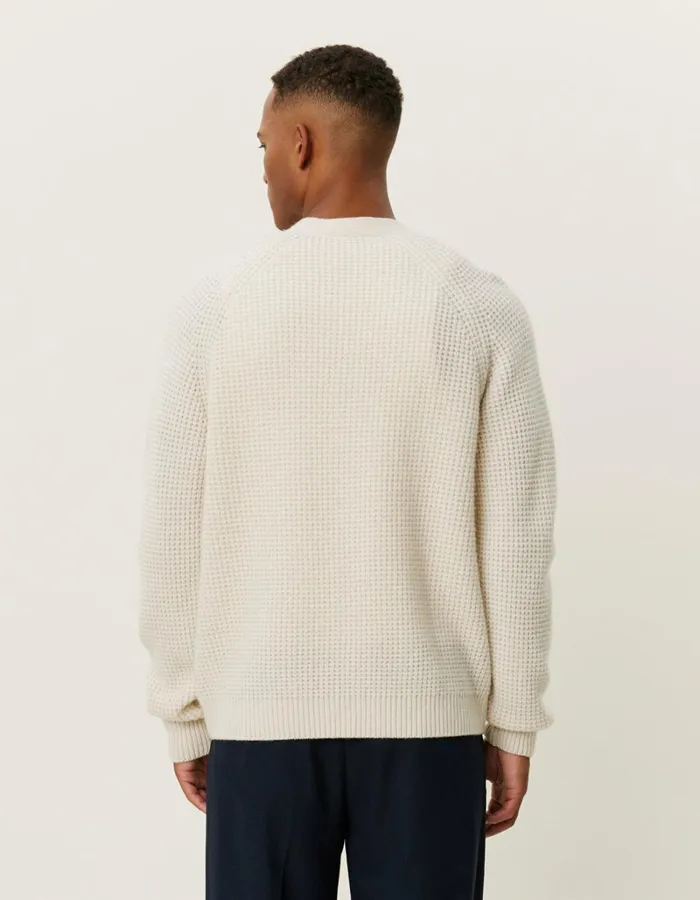 Men Les Deux Knitwear Grady Waffle Cardigan 8211 Ivory