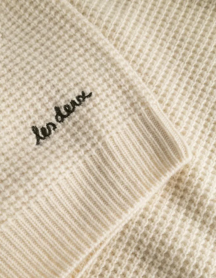Men Les Deux Knitwear Grady Waffle Cardigan 8211 Ivory