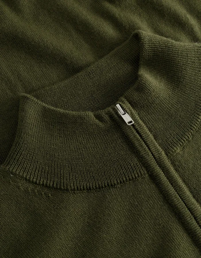 Men Les Deux Knitwear Greyson HalfZip Merino Knit 8211 Chive Green