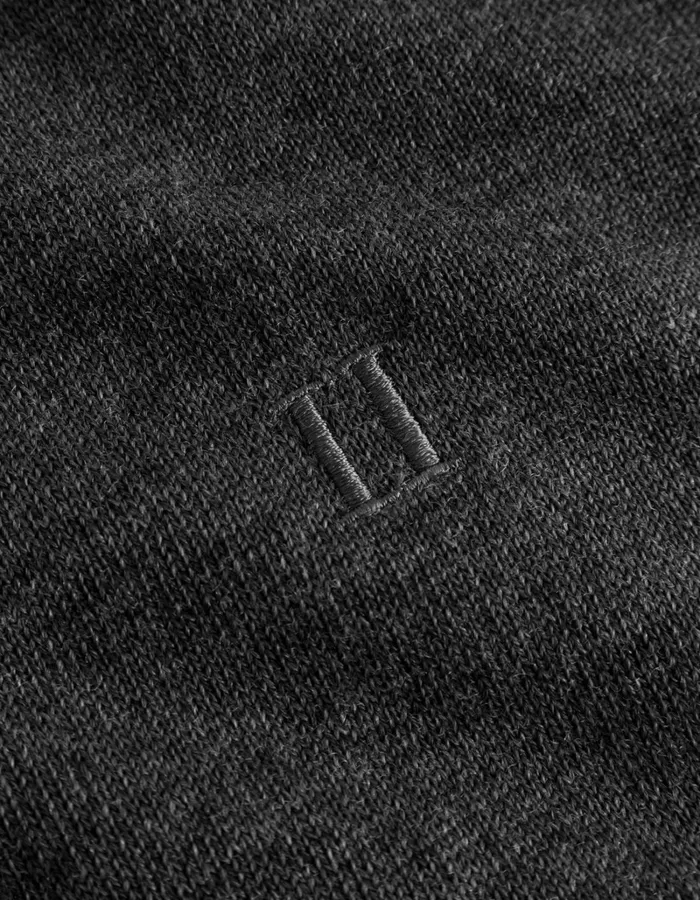 Men Les Deux Knitwear Greyson HalfZip Merino Knit 8211 Dark Grey Melange