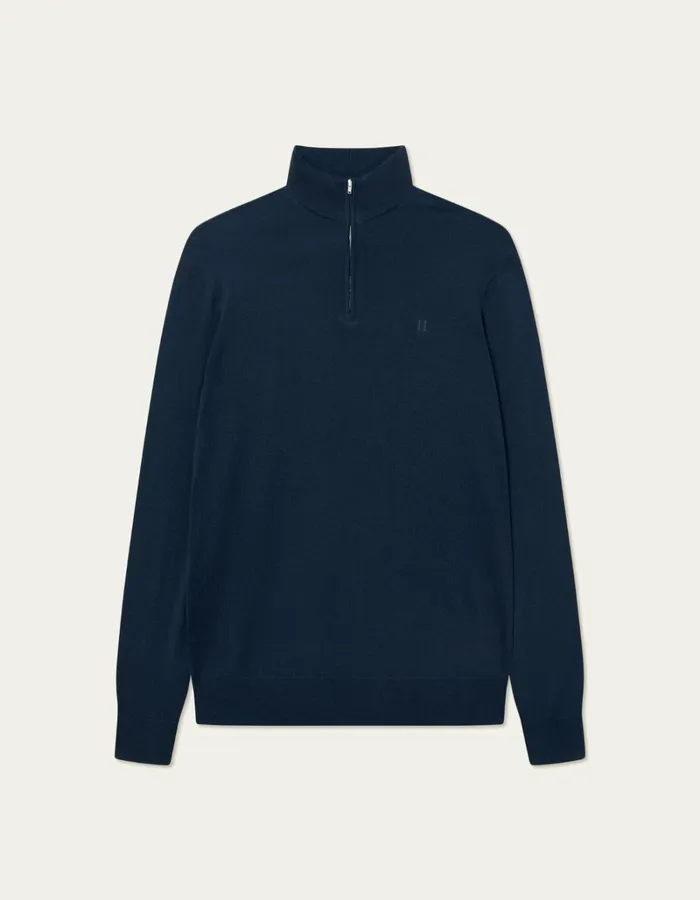 Men Les Deux Knitwear Greyson HalfZip Merino Knit 8211 Dark Navy